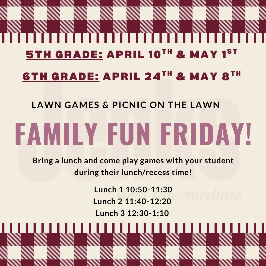Flier for Family Fun Friday, 5th April 10 and May 1st, 6th April 24 and May 8