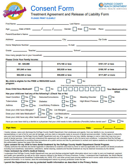 smile squad permission form