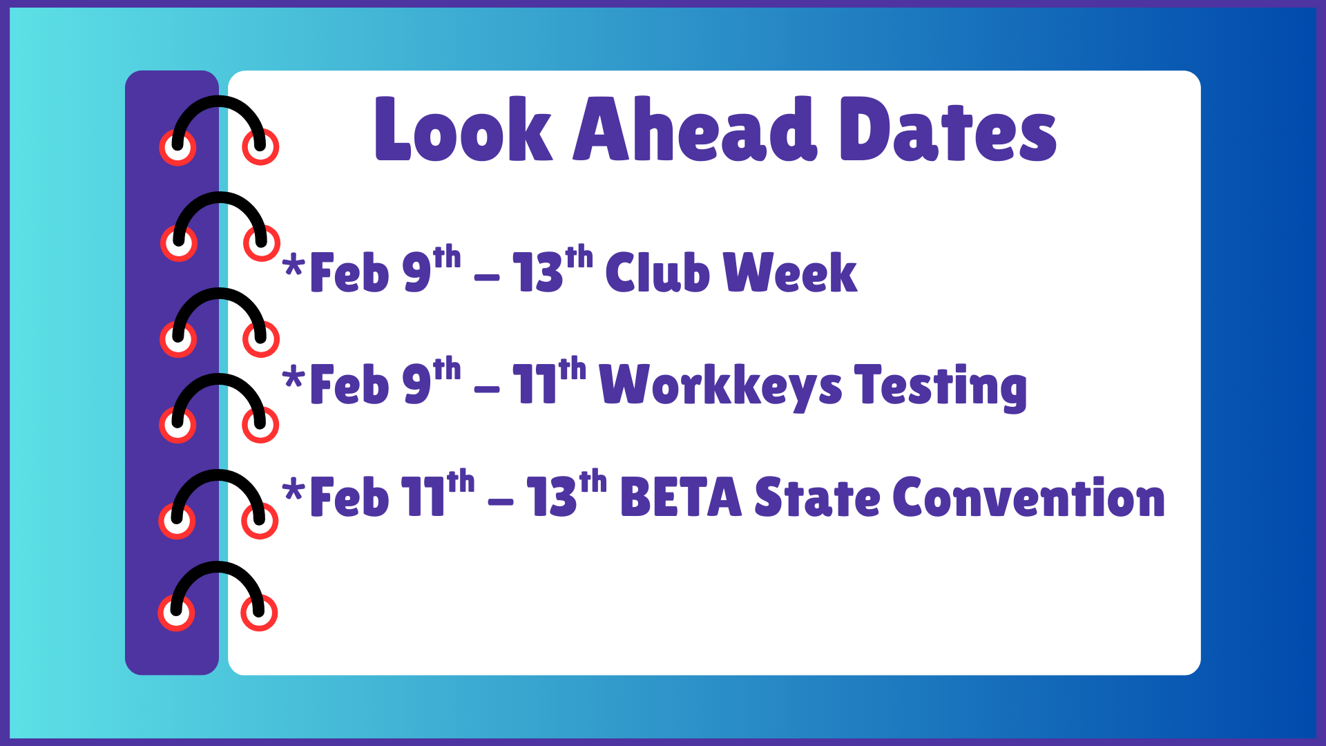 Look Ahead Dates