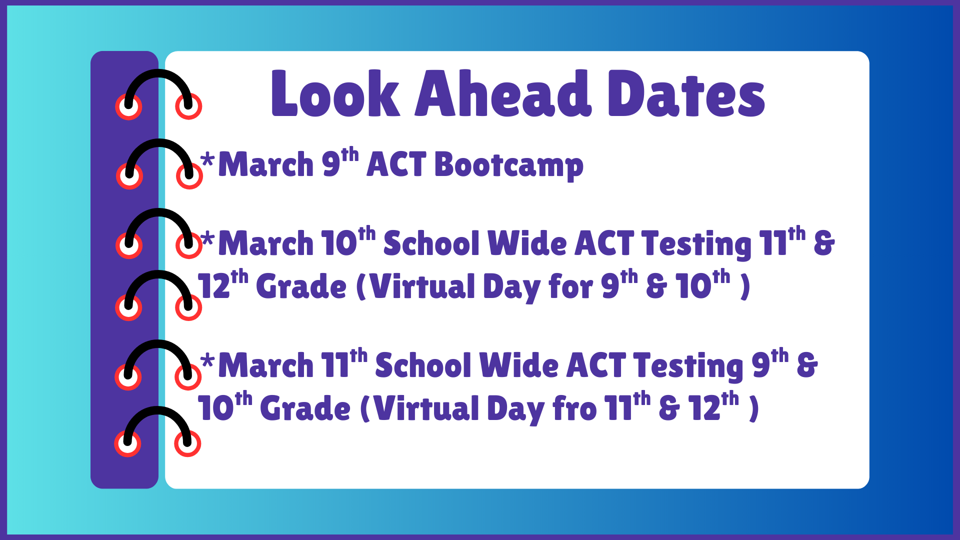 NDHS Look Ahead Dates