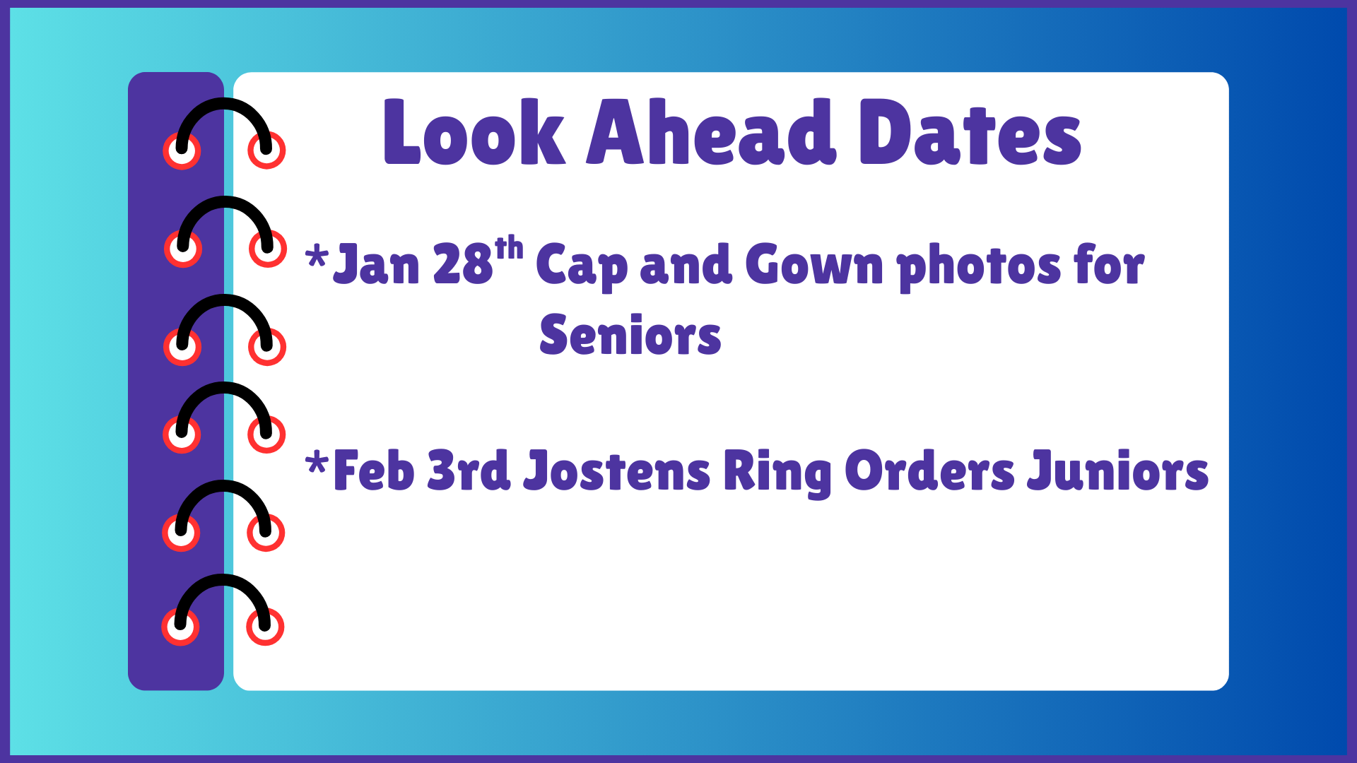 NDHS Look Ahead Dates