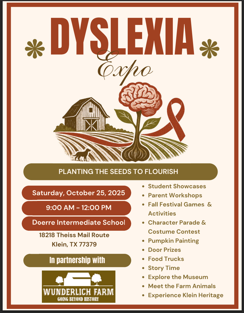Dyslexia flyer in Englishh with fall background
