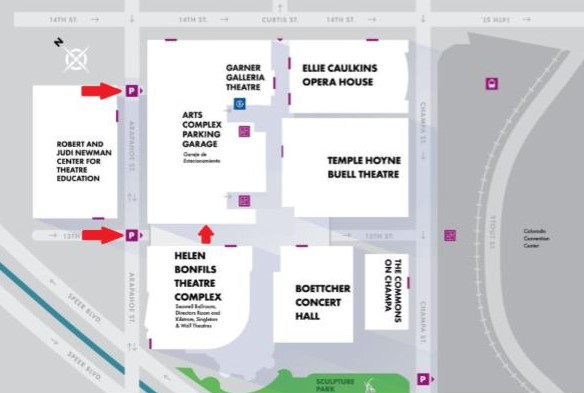 Graphic that shows where to find parking as described above