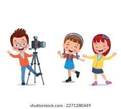 Clip art of a photographer and students 