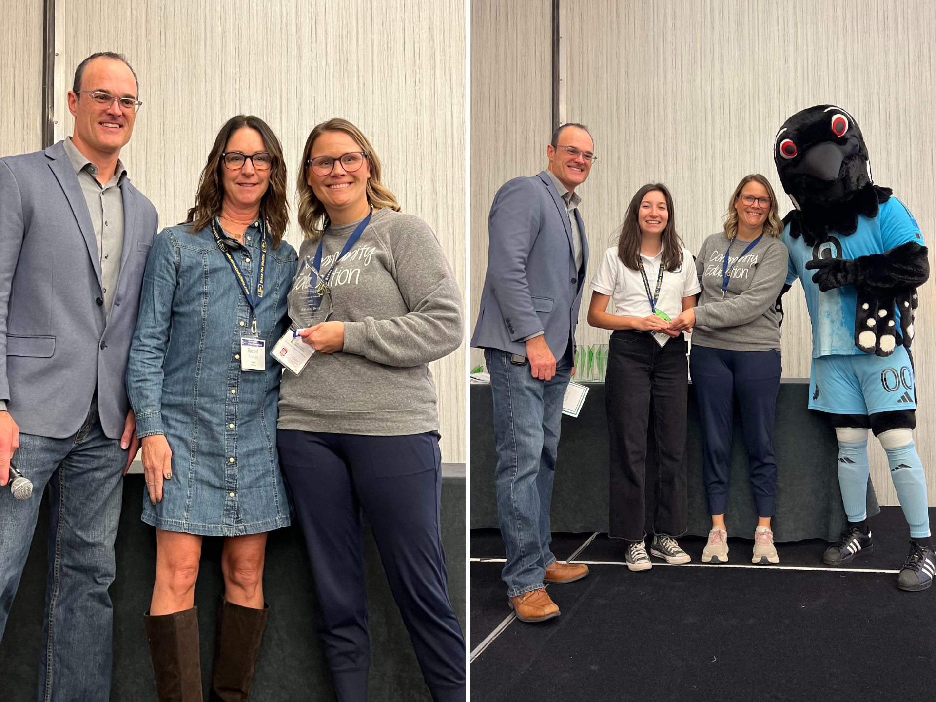 Community Education staff accepting awards