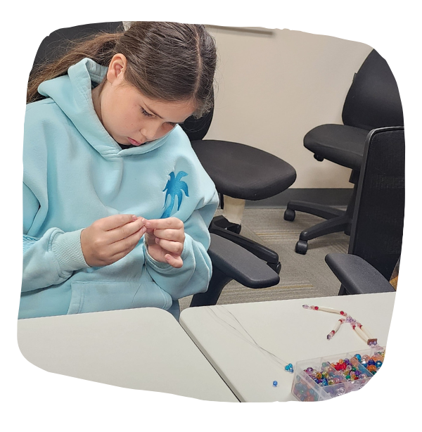 Student making crafts