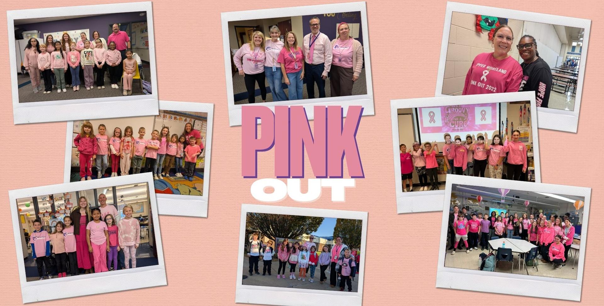 Photo collage of students and staff wearing Pink. The words 