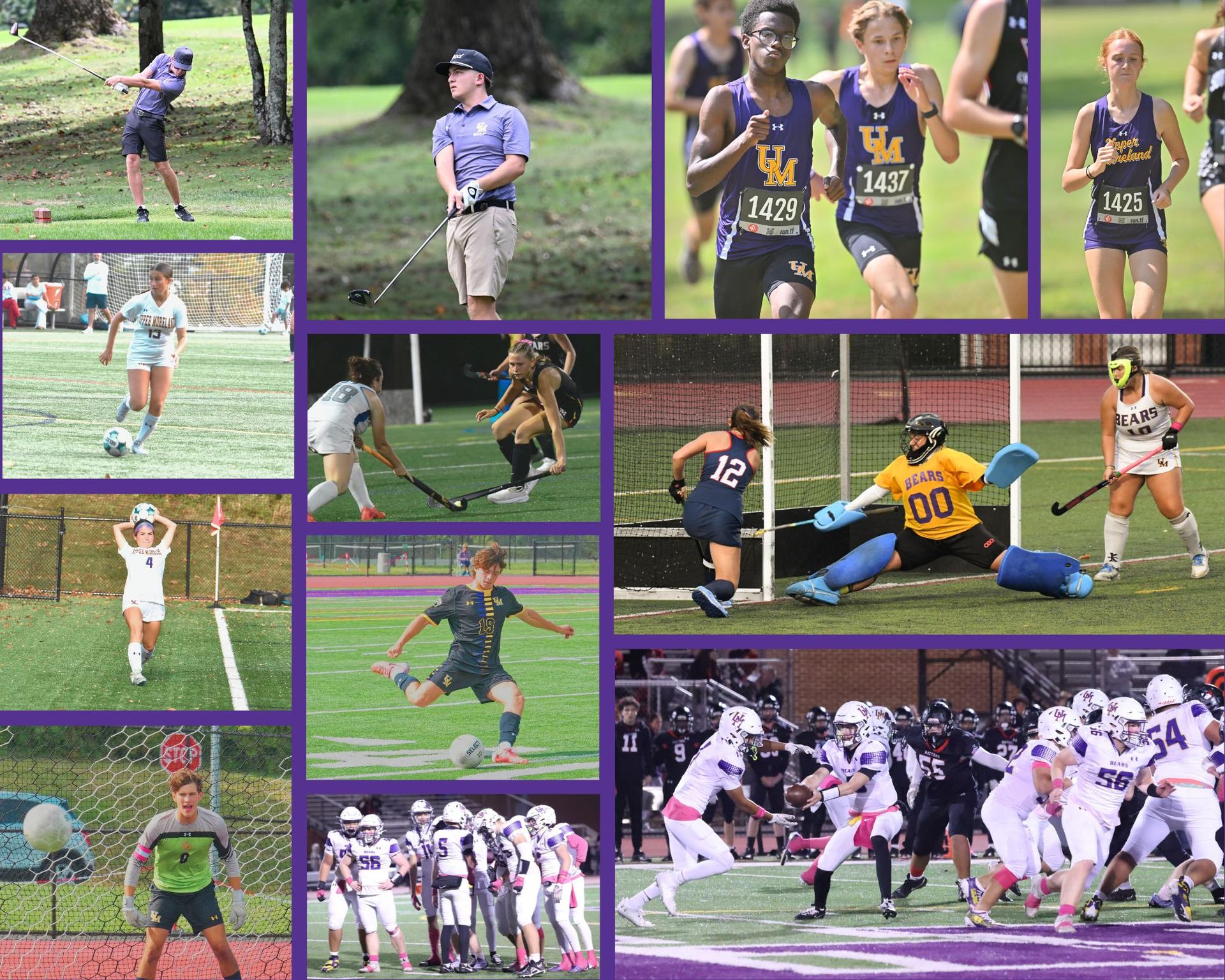 Photo collage of students playing various fall sports.