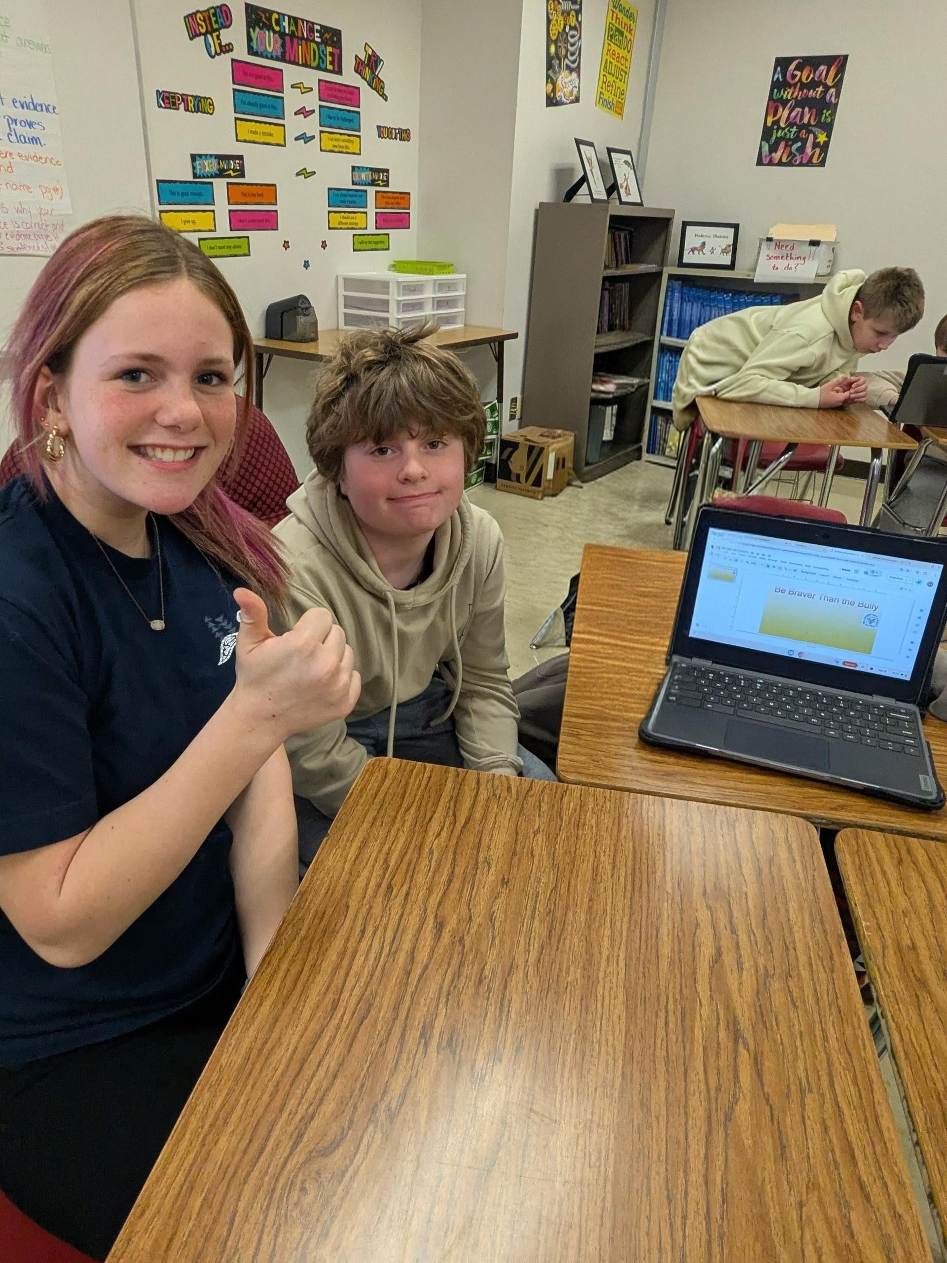 Mrs. Hawkin’s Mustang Minutes class developed anti-bullying slides to promote kindness and inclusion