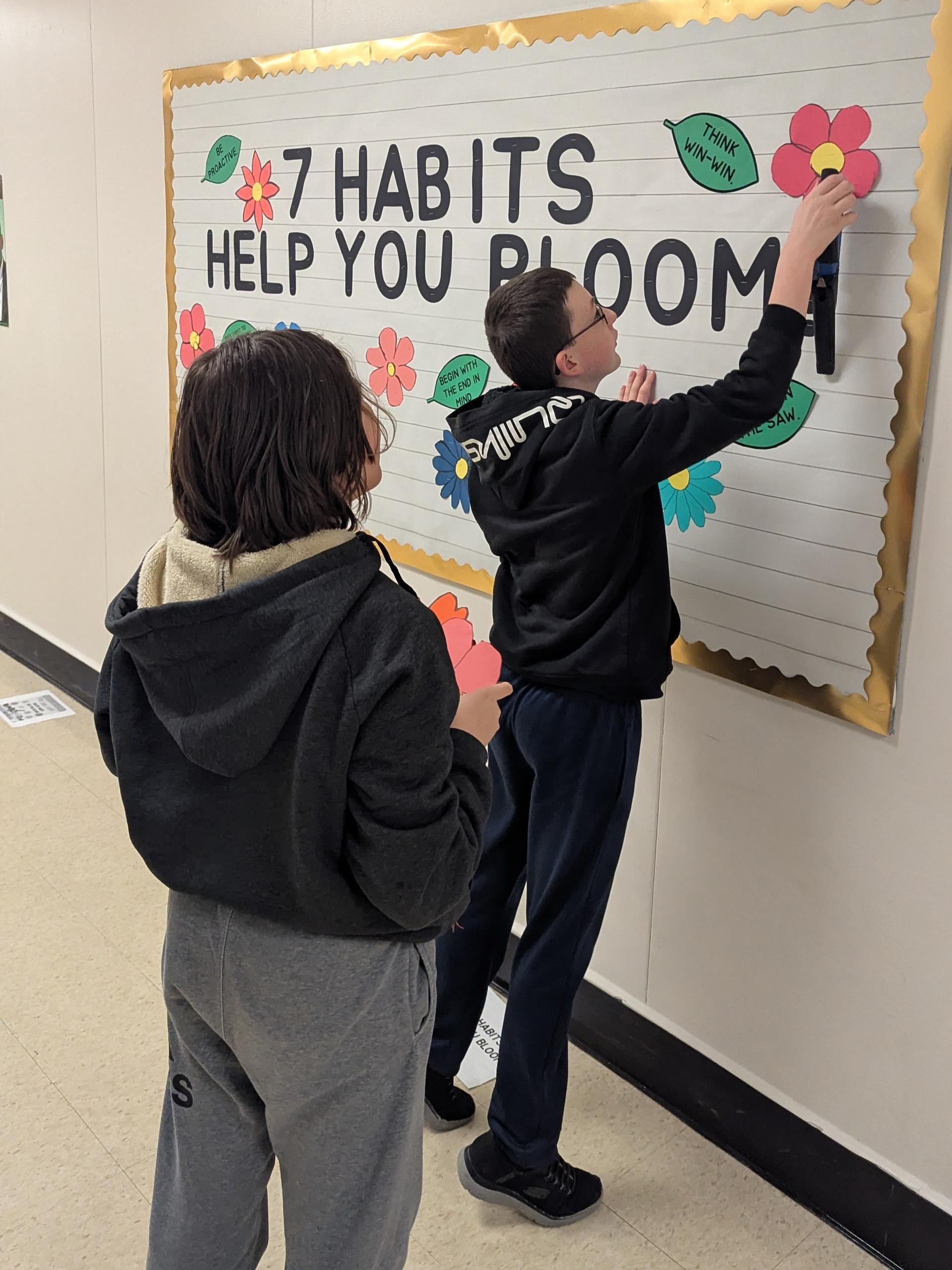Students helped design bulletin boards that spread positivity