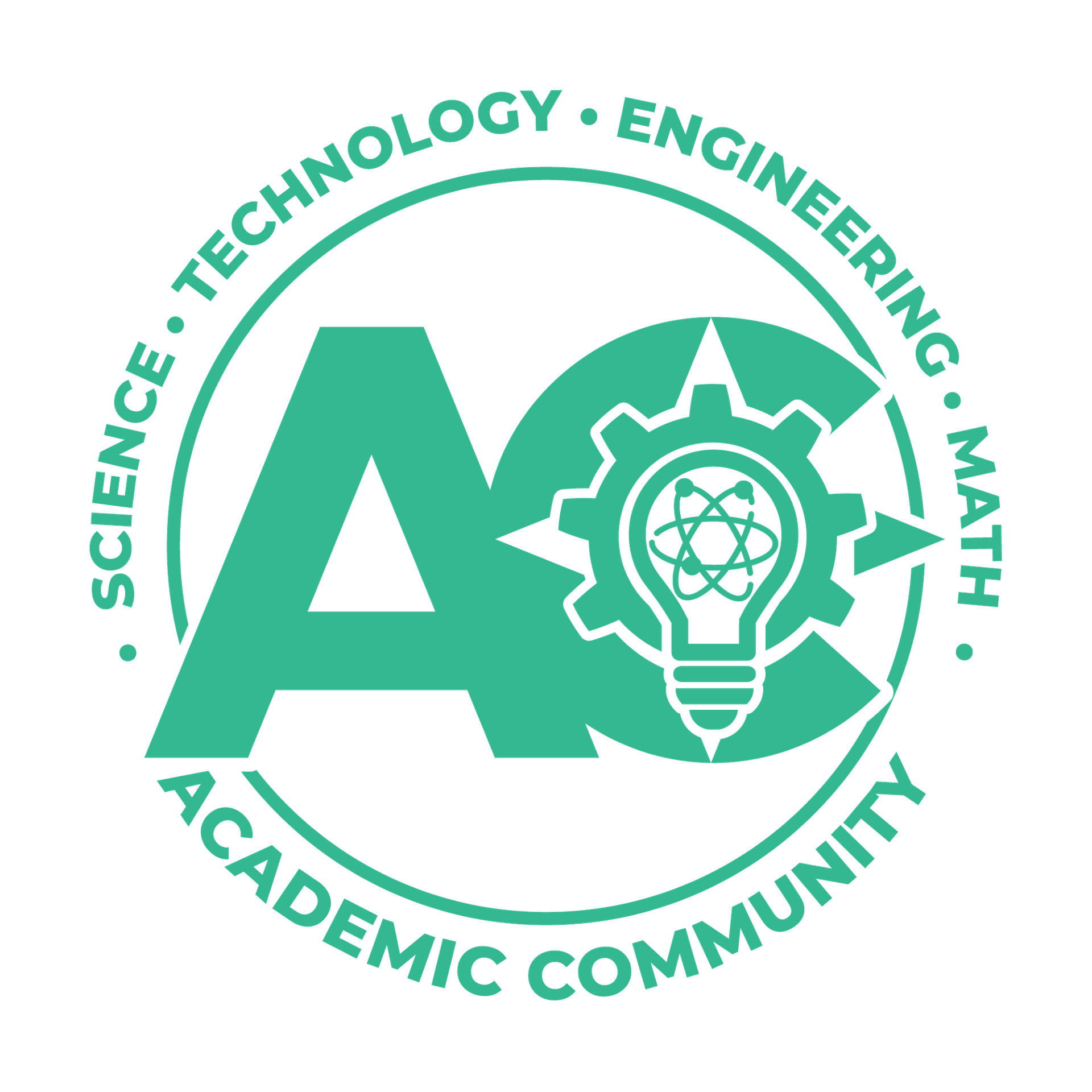 STEM Logo: A teal circular seal reading 