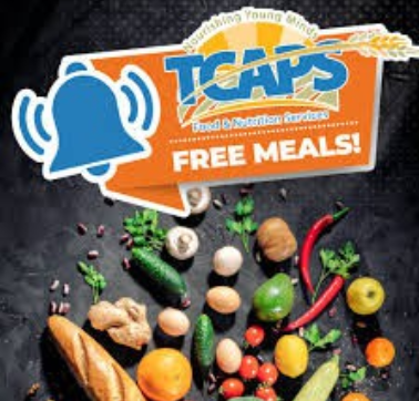 A promotional graphic for TCAPS Food & Nutrition Services titled 