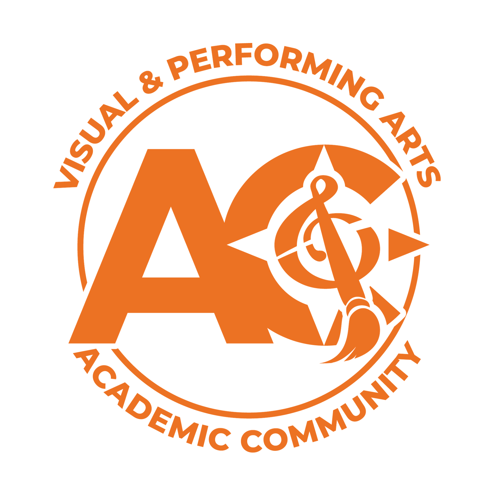 Arts Logo: An orange circular seal reading 