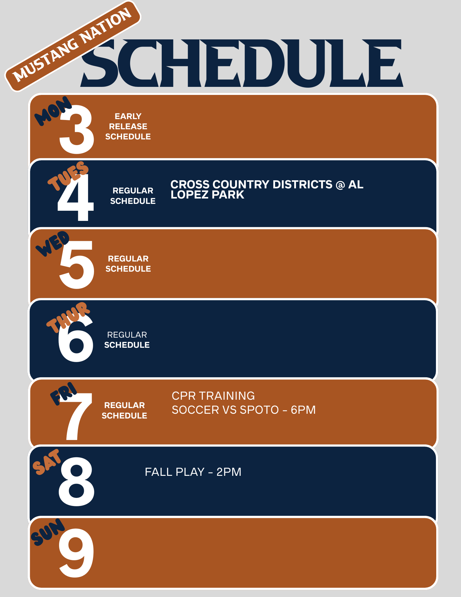 Mustang Nation Schedule