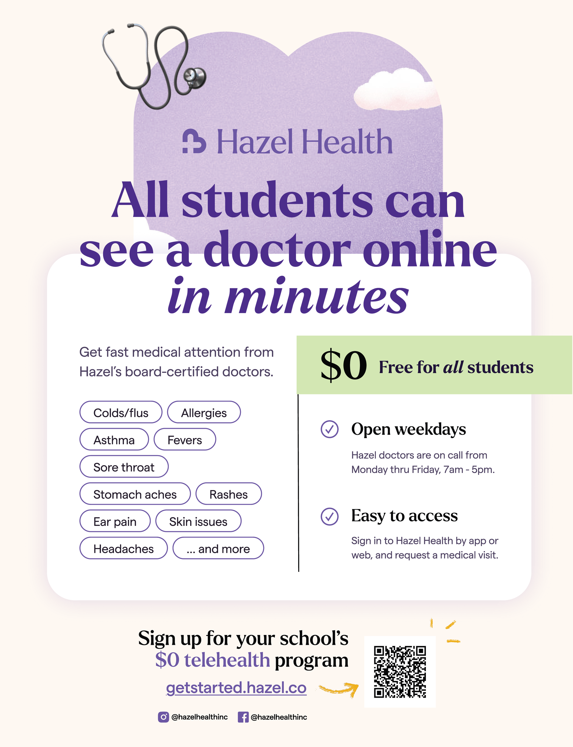 Heazel Health. Sign up for $0 telehealth program.