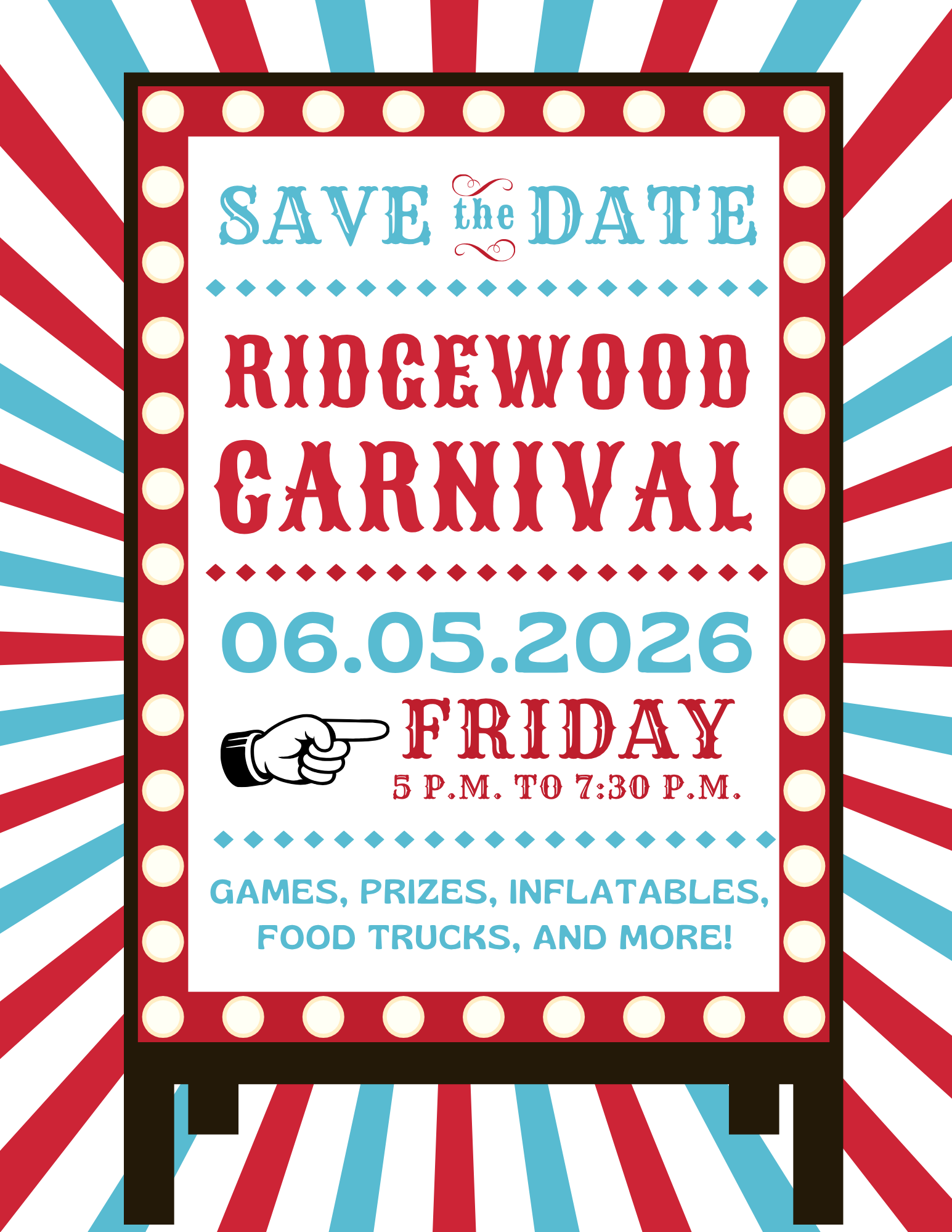 Ridgewood Carnival 6/5/26 5:00 to 7:30pm