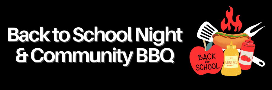 Decorative header: Back to school night and community bBQ