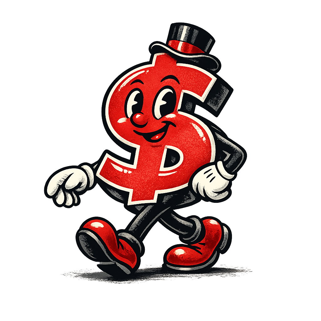 Money sign cartoon character