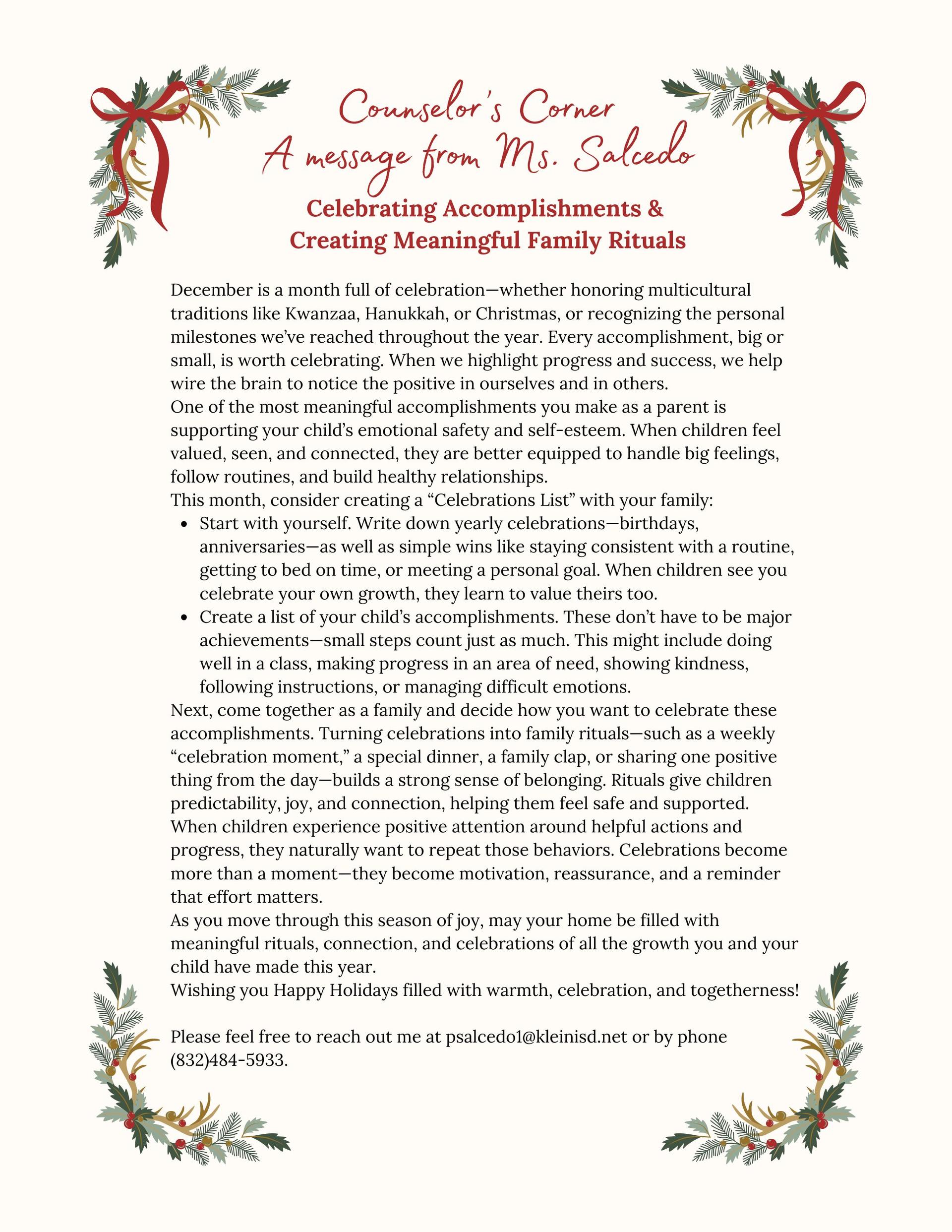 counselor newsletter 0ctober