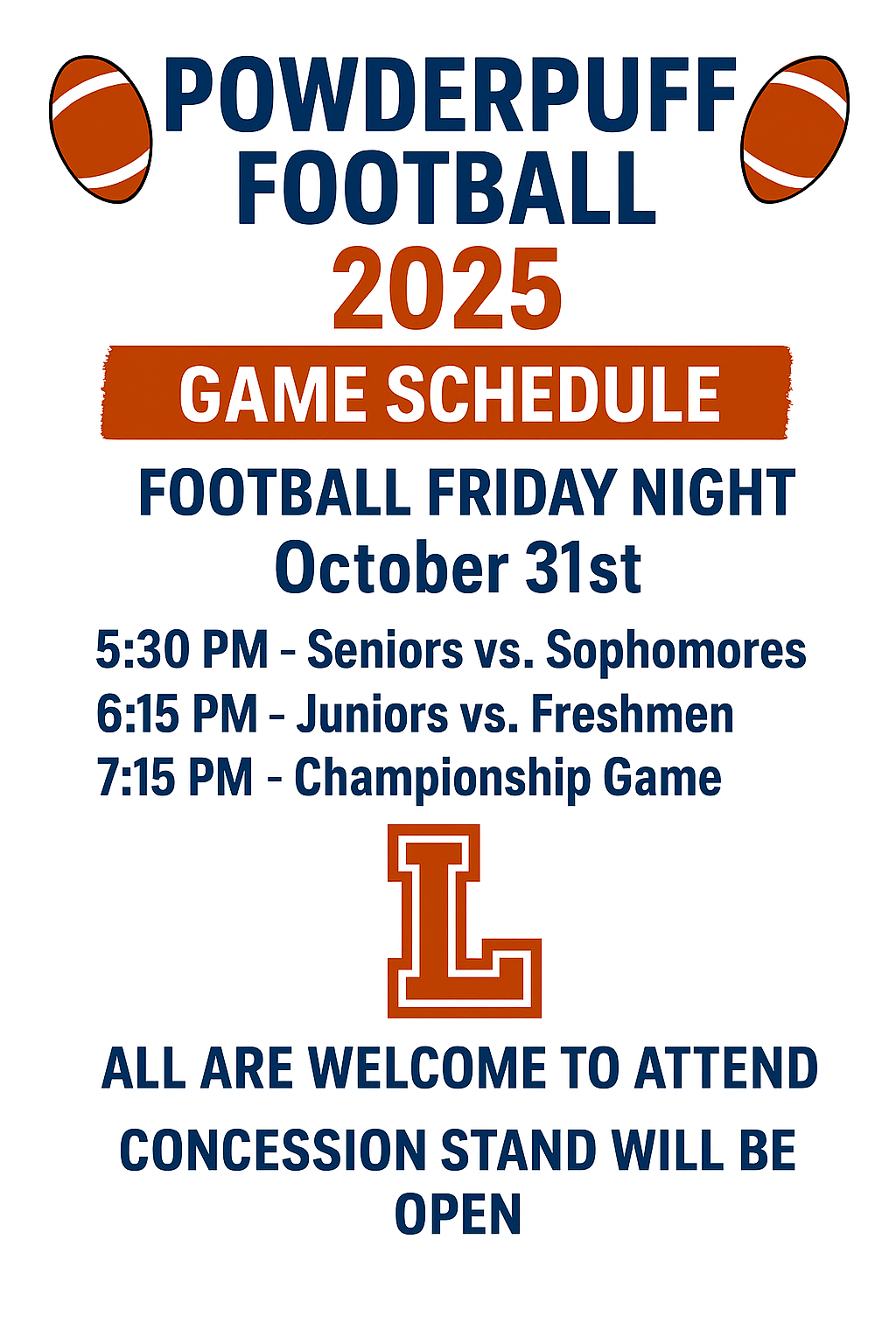 PowderPuff Football Game- October 31