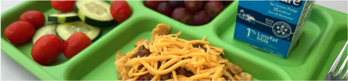 School lunch on a green tray