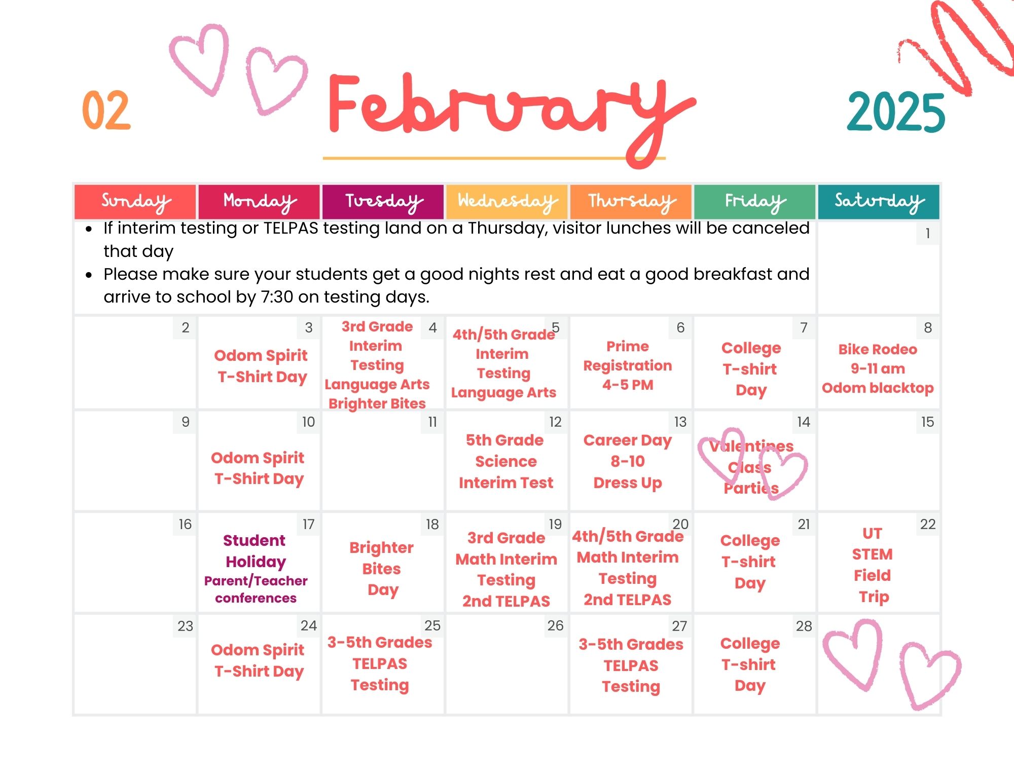 Calendar of Events