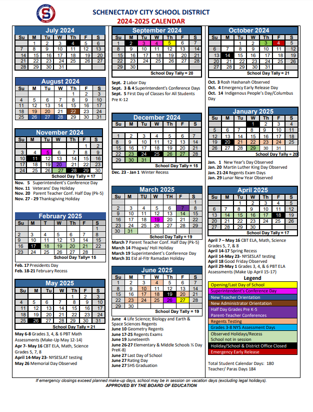 2024-2025 District Calendar