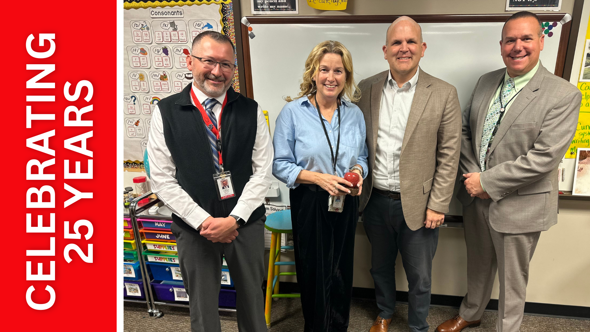 Shaull Elementary 1st Grade Teacher, Mrs. McInroy, was honored for her 25 years with Cumberland Valley School District.