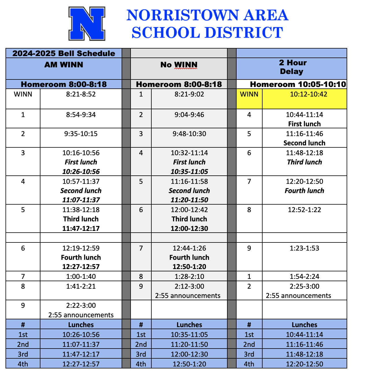 Bell Schedule