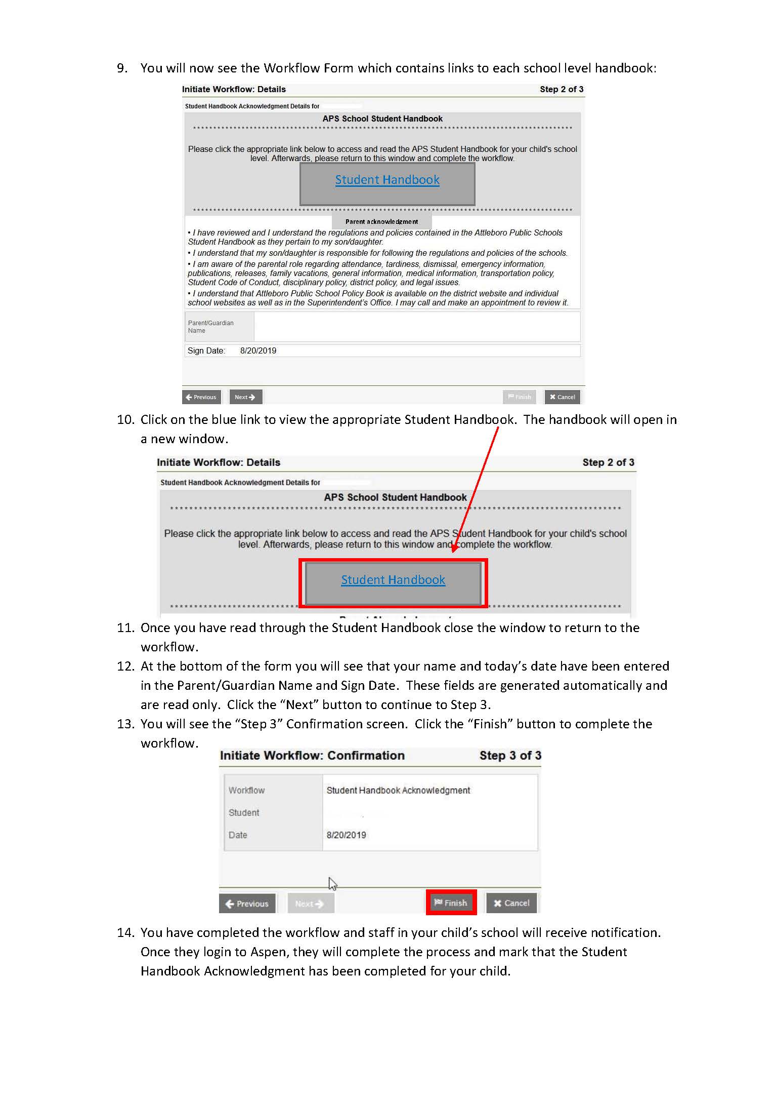 Student Handbook Directions 1