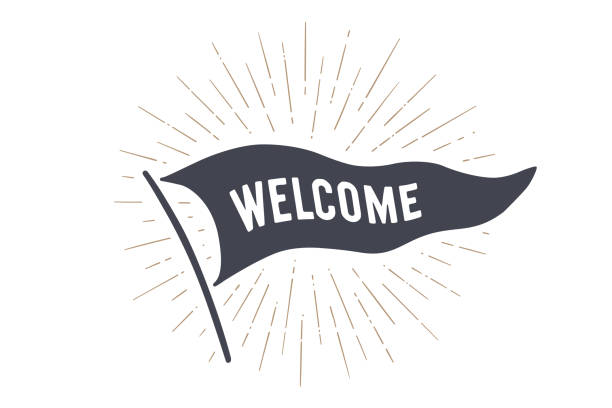 "welcome" on a banner