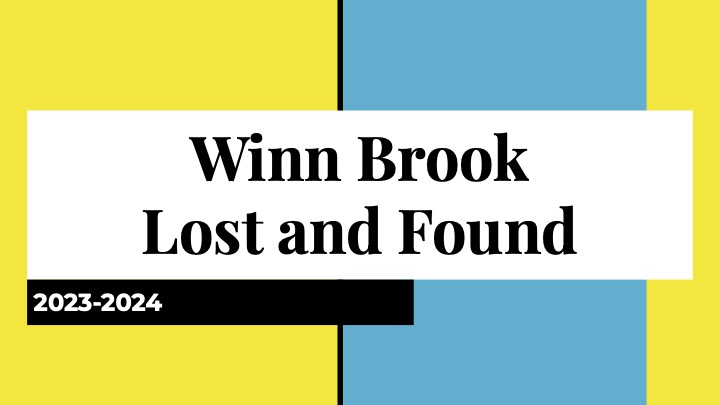 blue yellow title page of Winn Brook Lost and Found