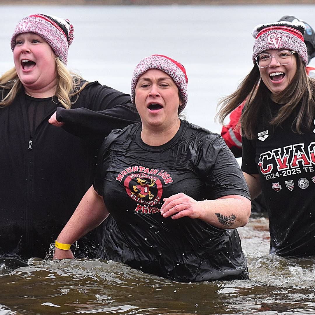 CV Freezin' Eagles are picture in the water during the 2025 PA Special Olympics Polar Plunge.