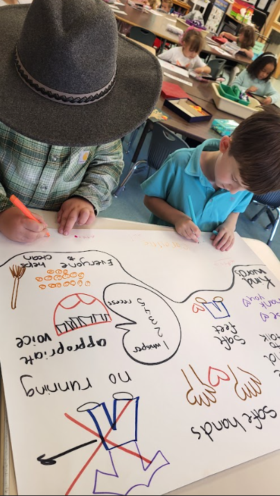 Kibler students signing a classroom constitution
