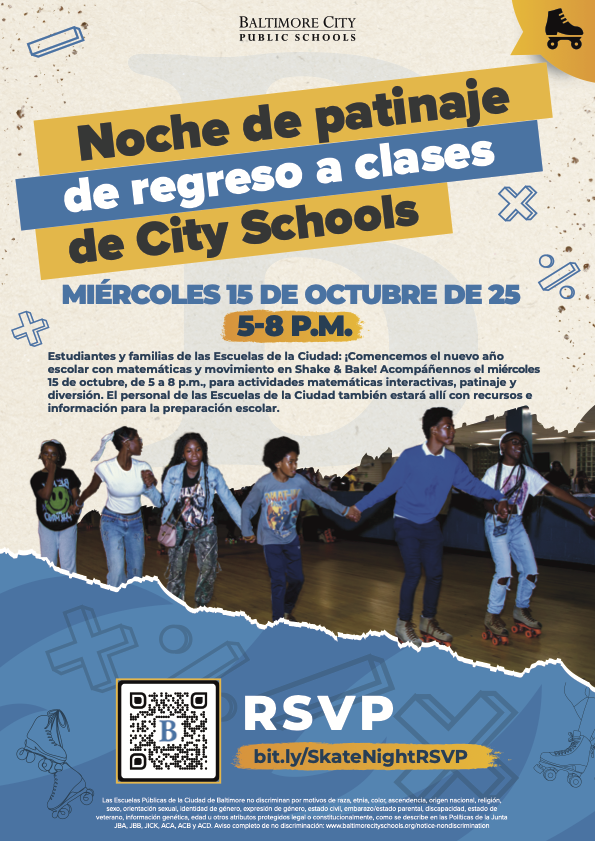 volante de la noche de patinaje de regreso a clases de City Schools