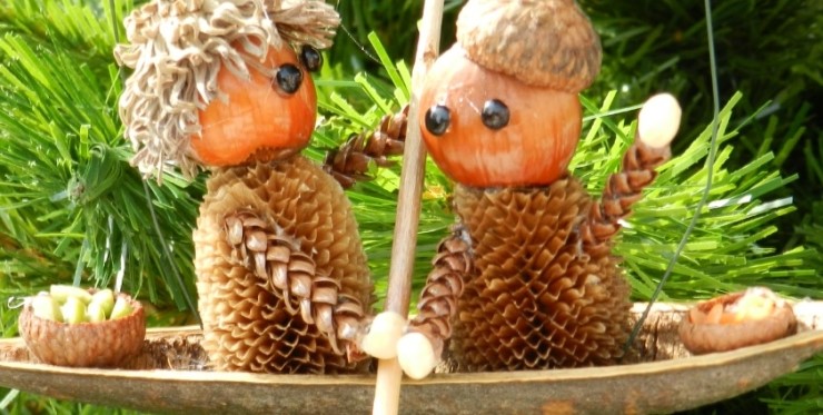 two people made out of nature materials