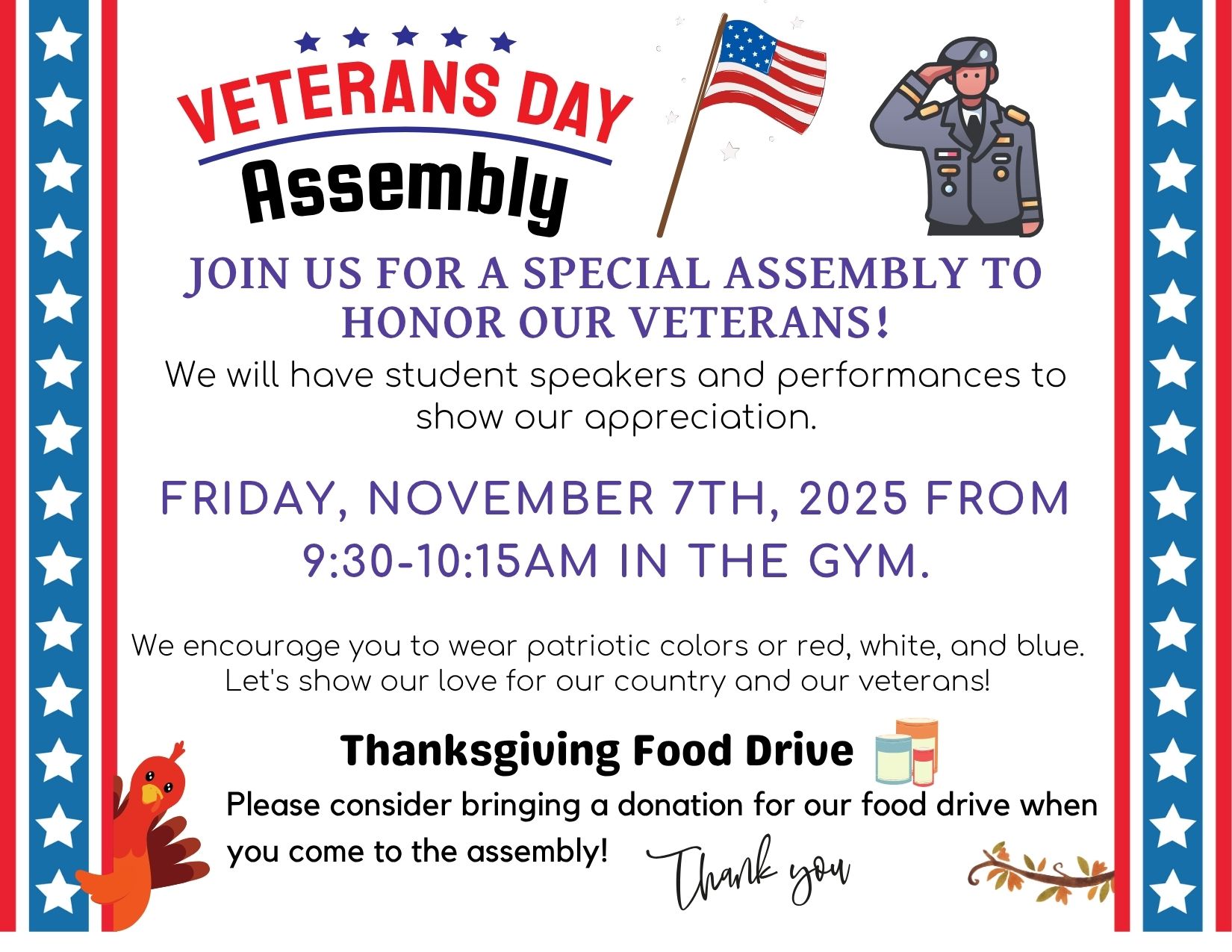 Veterans Day Assembly November 7th
