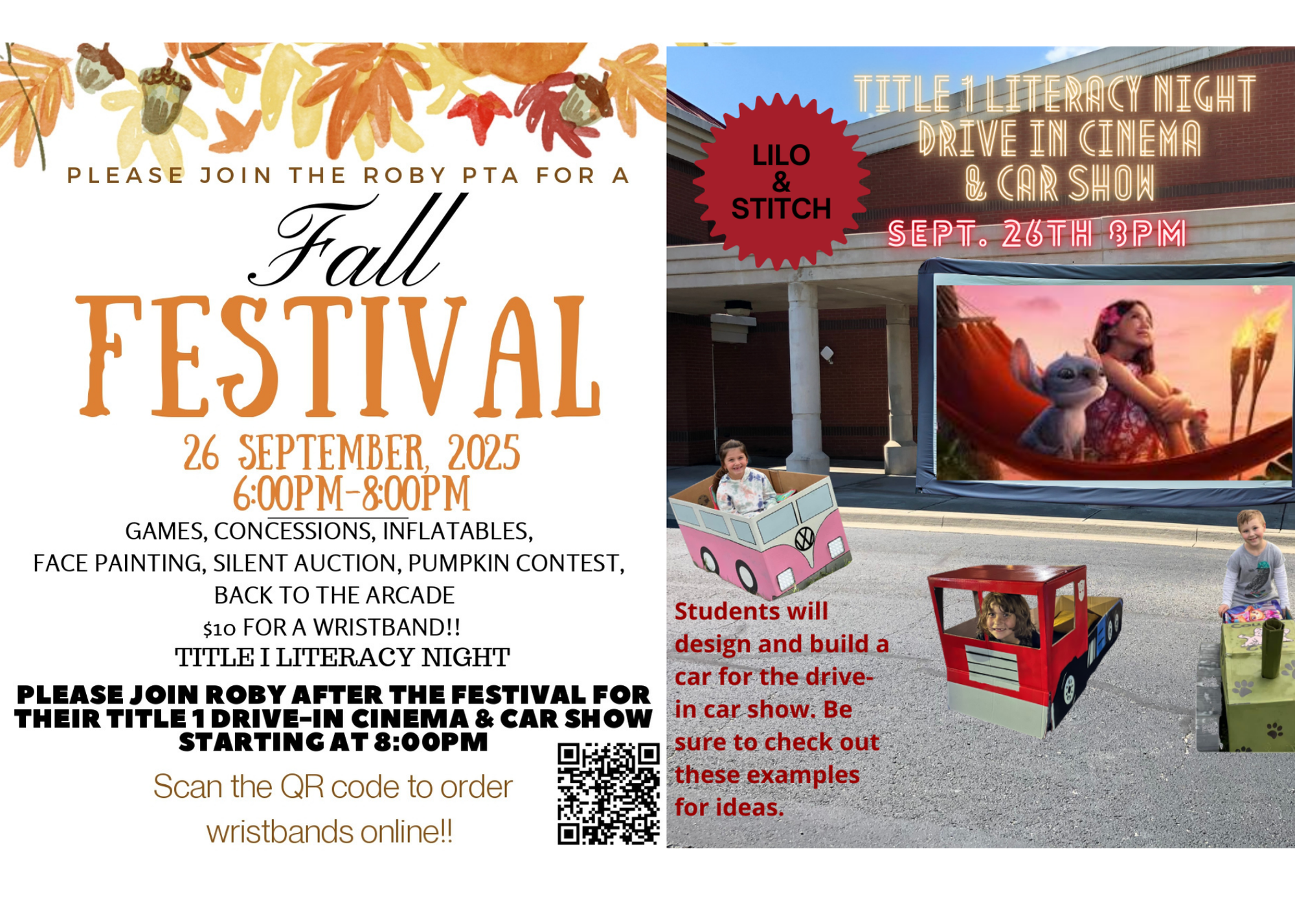 Fall Festival and Drive In Cinema/Car Show Flyers