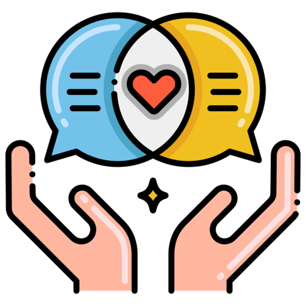 graphic with hands and speech bubbles