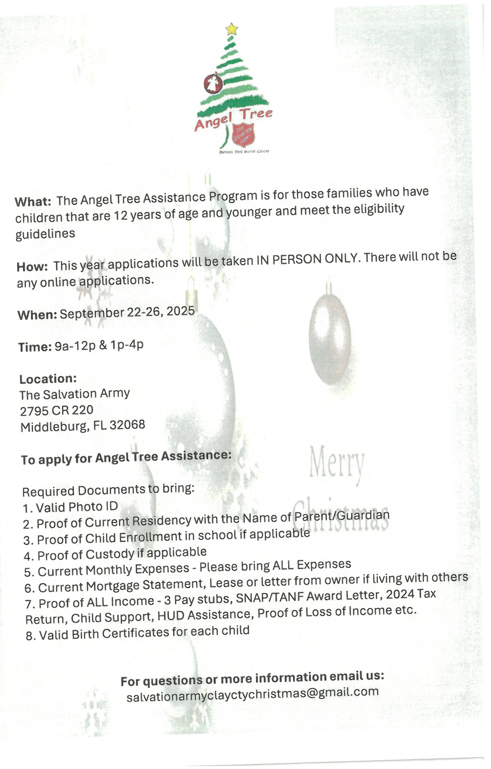 Salvation Army flyer