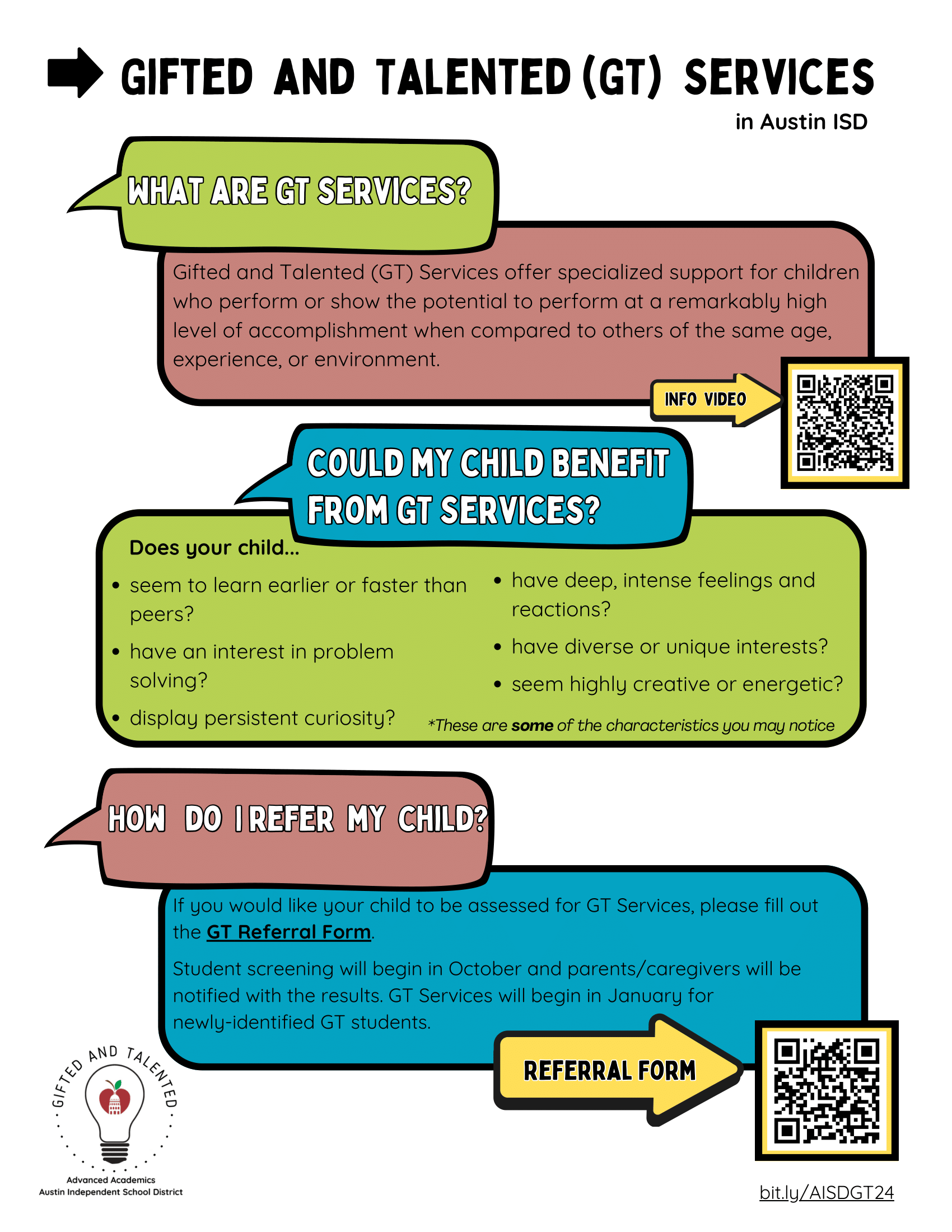 Flyer for Gifted and Talented Referral