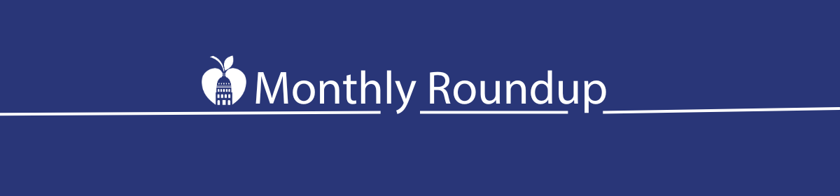 photo of text banner with words Monthly Roundup