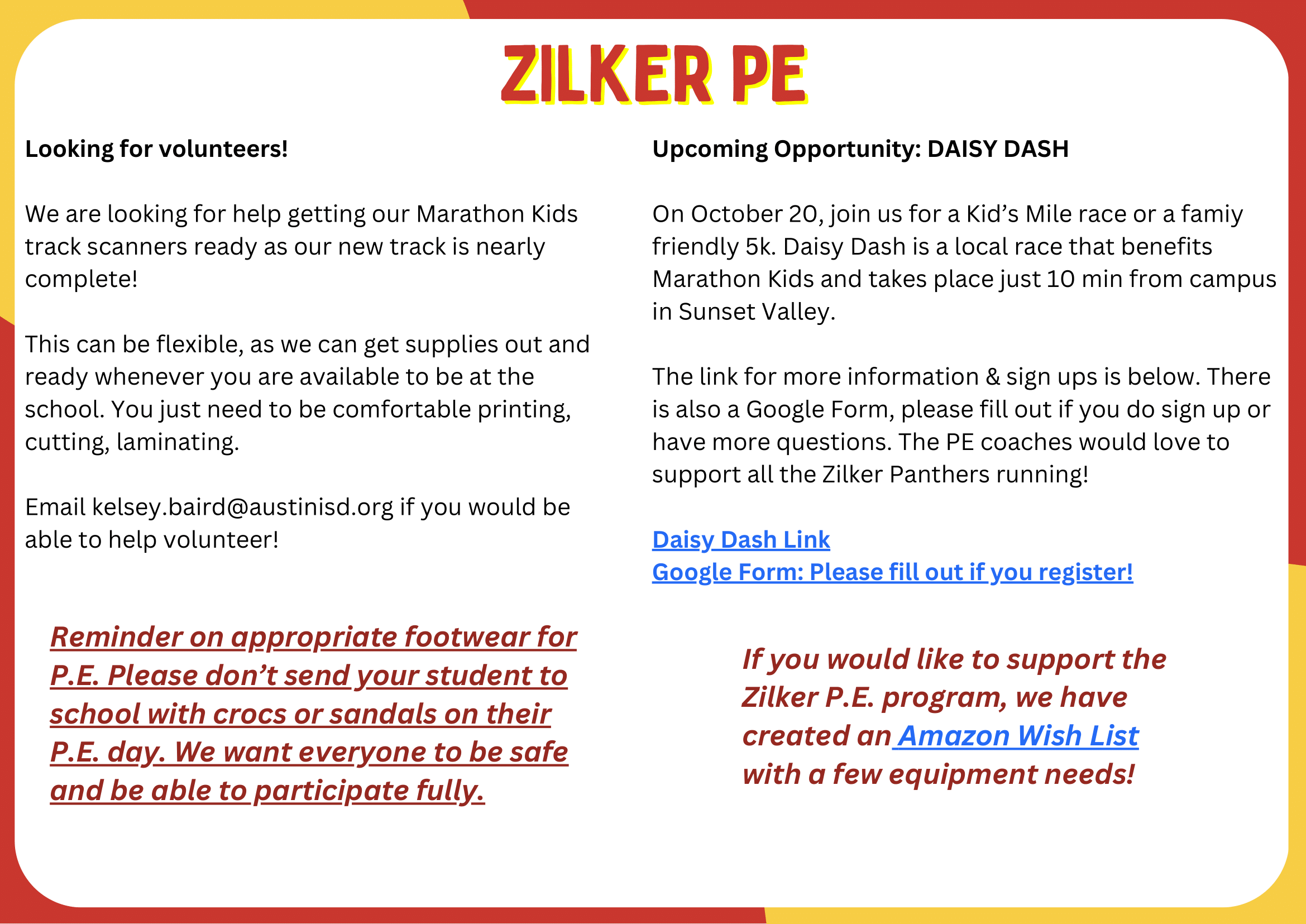 Flyer for PE September update