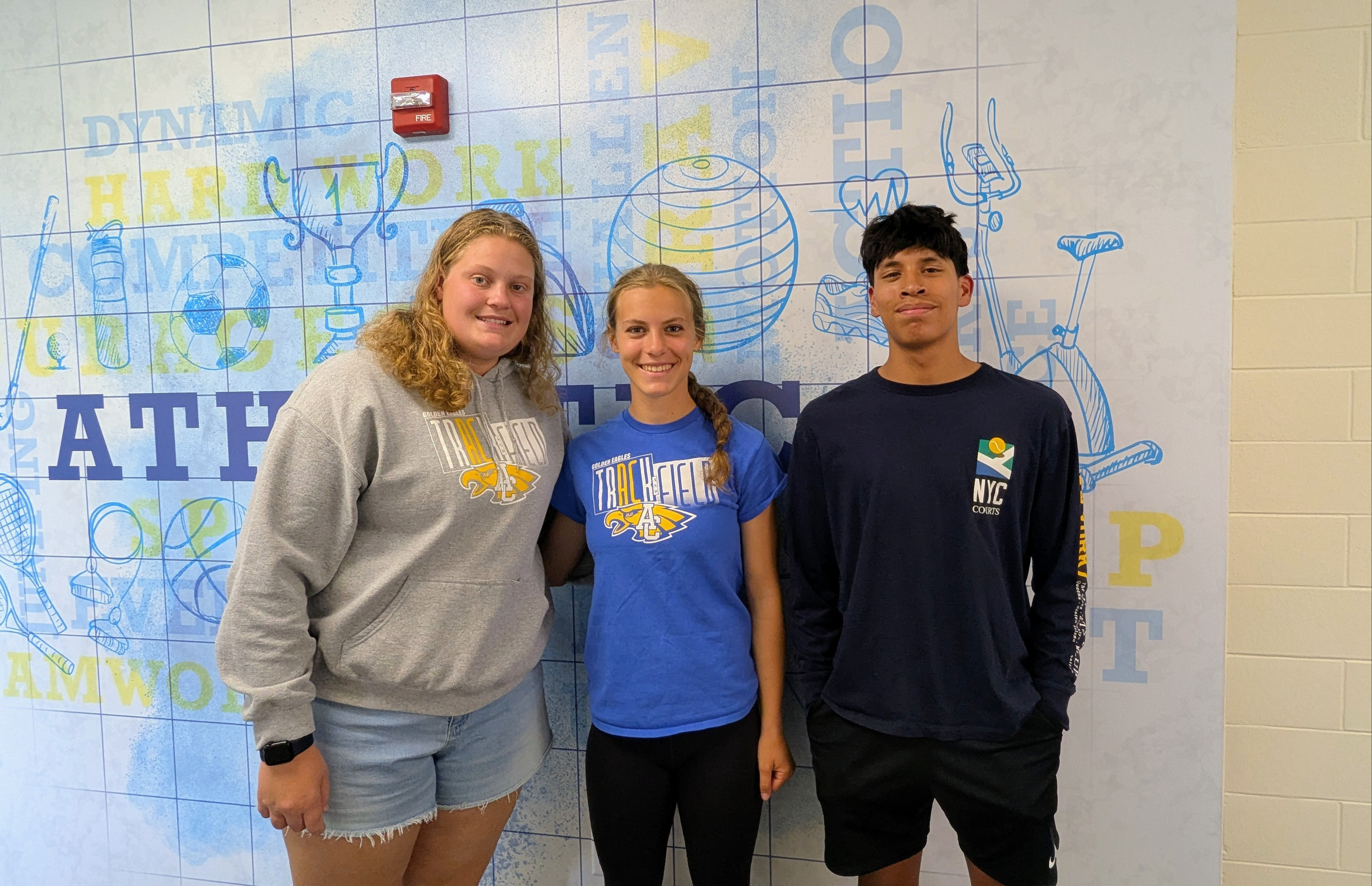 Photos of track and field state champions: Taryn Hermansen - shot put; Mya Arampatzis - 100 hurdles; Kyson Fayant - 300 hurdles