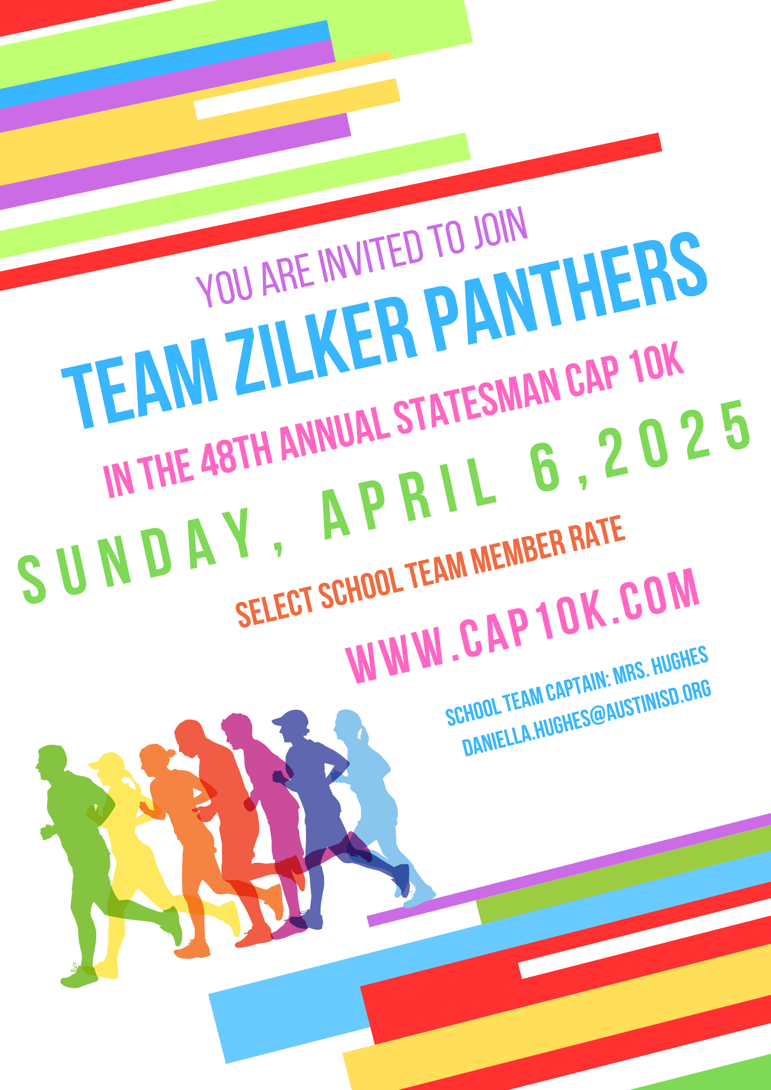 Flyer for Team Zilker Panthers Cap 10k