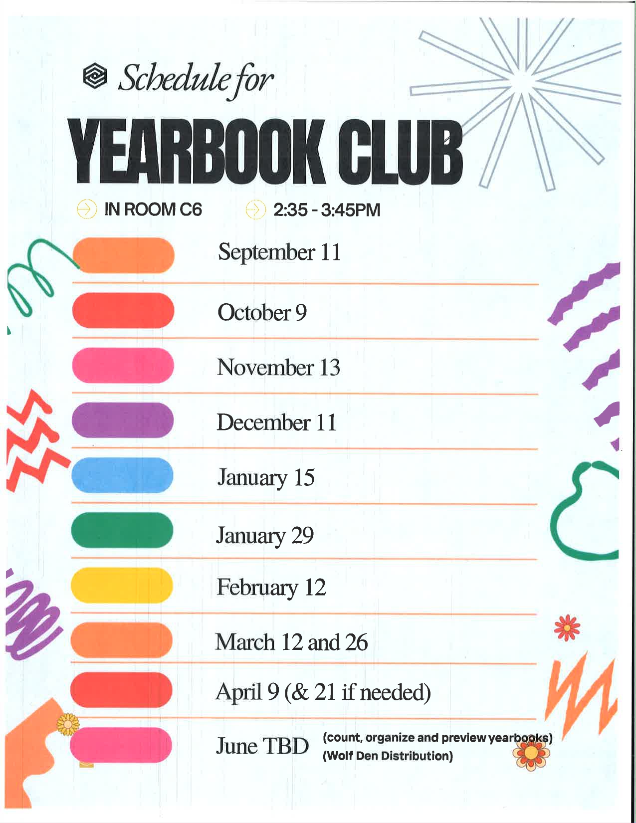 Yearbook Club Dates