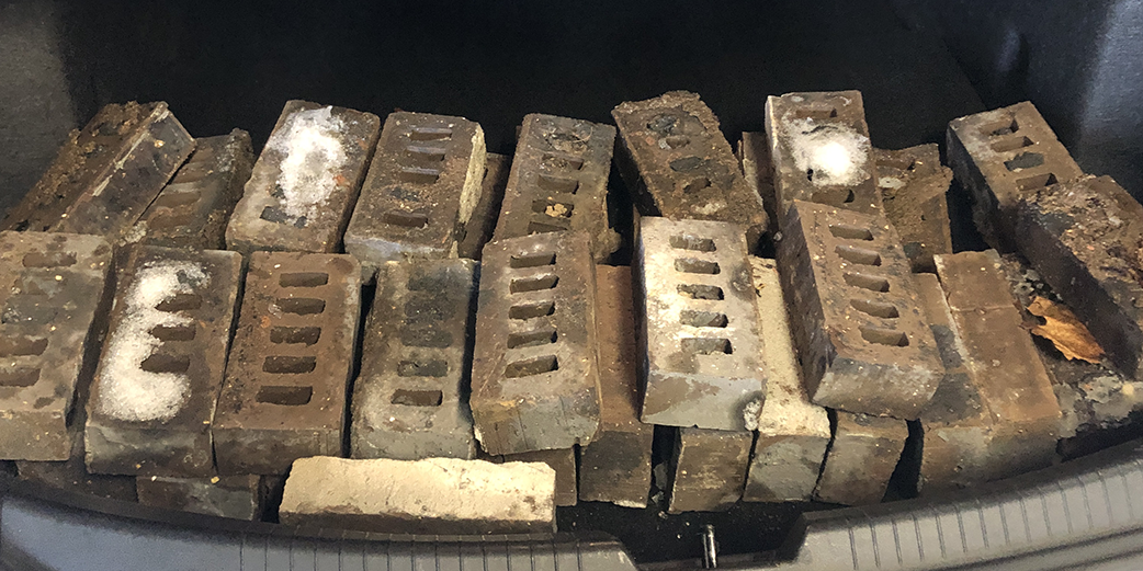 Bricks from old Peck School in trunk of car