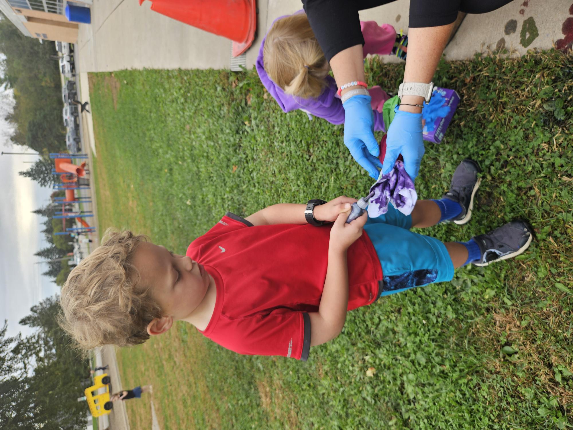 Kindergarten had a great time learning to tie-dye