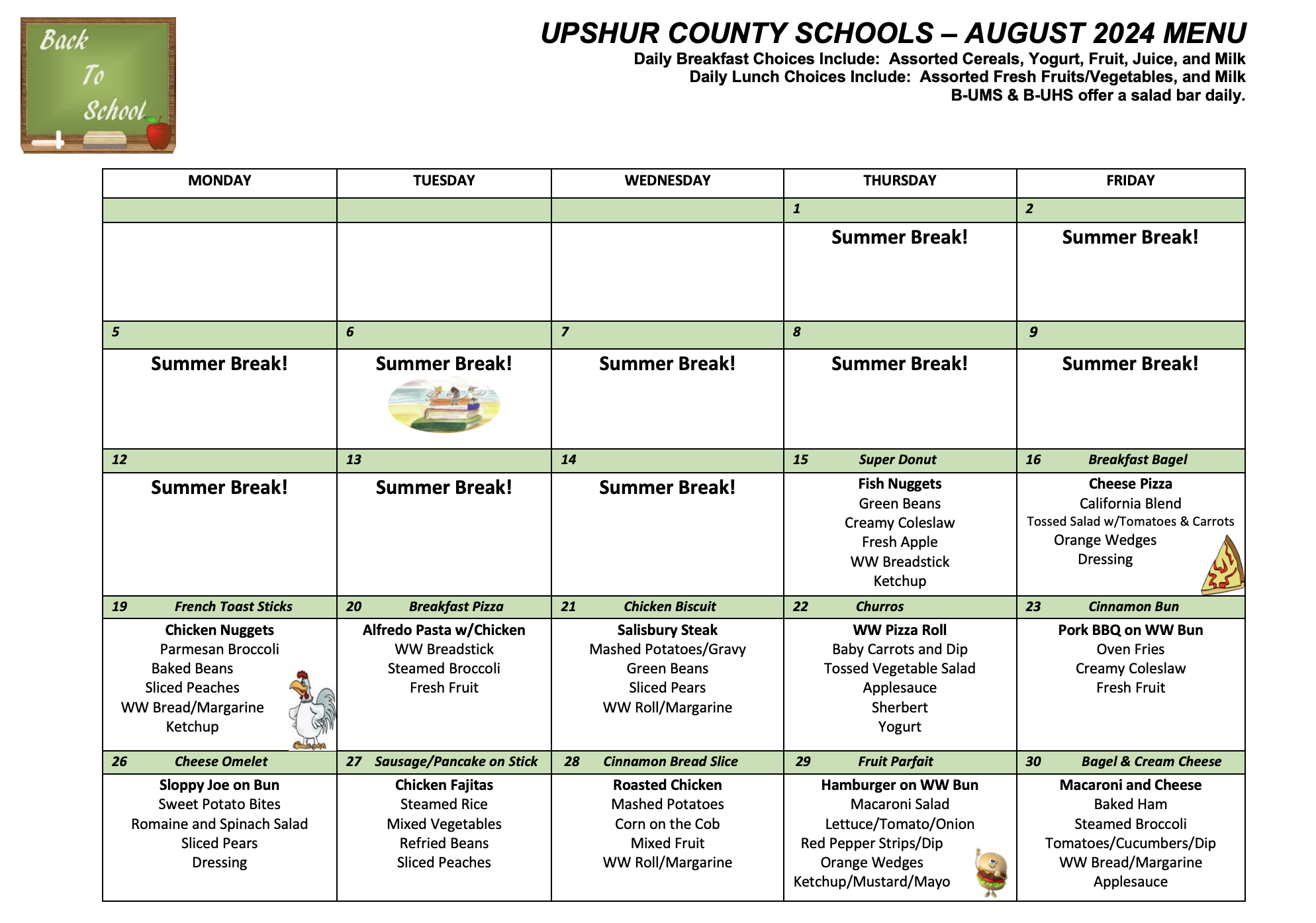 August Menu
