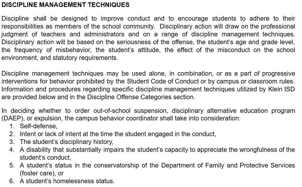 Student Code Of Conduct